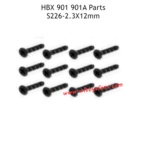 HBX 901 901A RC Car Parts 2.3x12mm Countersunk Self Tapping Screws S226