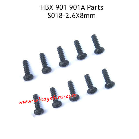 HBX 901 901A RC Car Parts 2.6X8mm Pan Head Self Tapping Screws S018