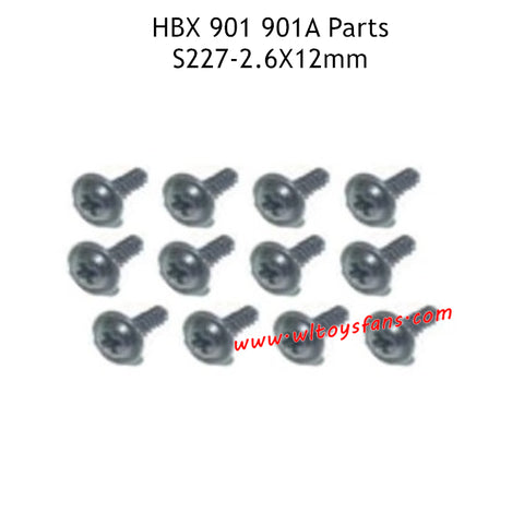 HBX 901 901A RC Car Parts 2.6x12mm Flange Head Self Tapping Screws S227