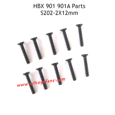 HBX 901 901A RC Car Parts 2x12mm Countersunk Self Tapping Screws S202