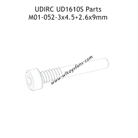 UDIRC UD1610S RC Car Parts 3x4.5+2.6x9mm Hexagon Socket Head Cap Half Thresded Tapping Screw M01-052