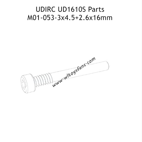 UDIRC UD1610S RC Car Parts 3x4.5+2.6x16mm Hexagon Socket Head Cap Half Thresded Tapping Screw M01-053