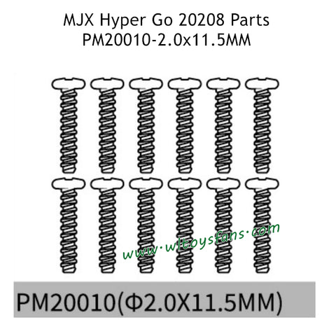 MJX Hyper Go 20208 Parts 2.0x11.5mm Screws PM20010