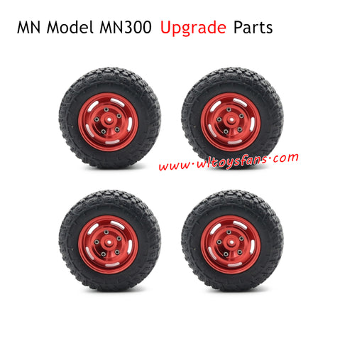 MN Model MN300 RC Car Upgrade Parts Wheel with Metal Hubs Red