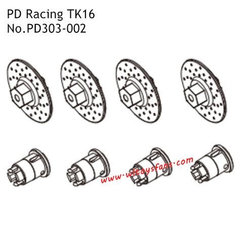 PD Racing TK16RC Car Parts Hex Nut and Connector B PD303-002