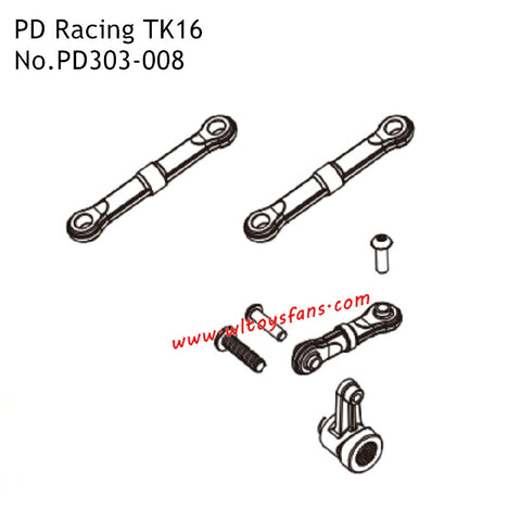 PD Racing TK16 RC Car Parts Front Steering Linkage and Servo Saver Unit PD303-008