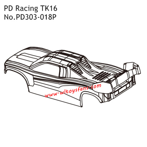 Car Shell PD303-018P Parts for PD Racing TK16 RC Car