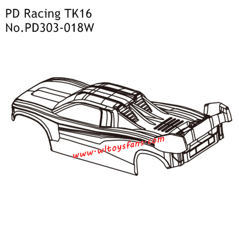 Car Shell PD303-018W Parts for PD Racing TK16 RC Truck