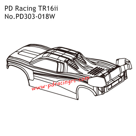 Car Shell PD303-018W Accessories for PD Racing TR16ii RC Truck