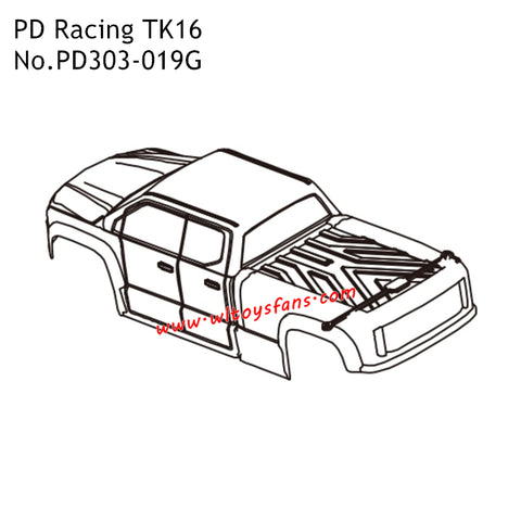 Body PD303-019G Parts for PD Racing TK16 High Speed Racing RC Car