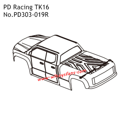 Truck Shell PD303-019R Parts for PD Racing TK16 High Speed Racing RC Car