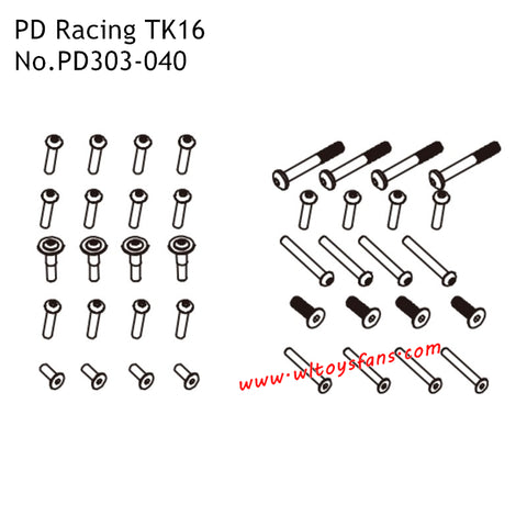 PD Racing TK16 Parts Screws PD303-031/032/033/034/035/036/037/038/039/040