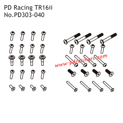 Screws PD303-040 Accessories for PD Racing TR16ii RC Truck