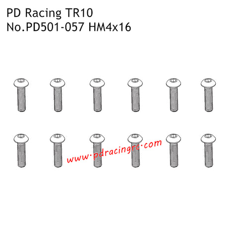 PD Racing TR10 RC Car Parts HM4x16 B Head Hex Screw PD501-057