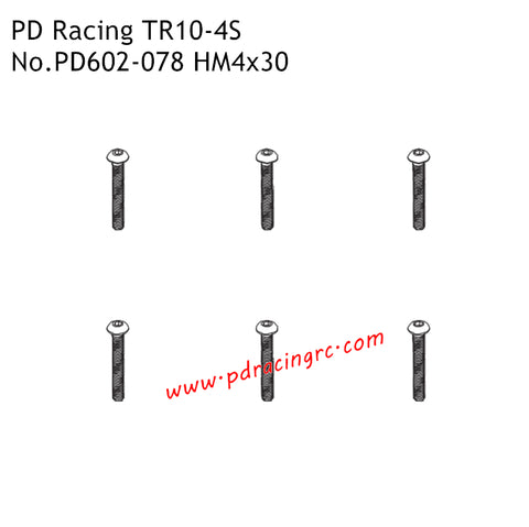 PD Racing TR10-4S RC Car Parts HM4x30 B Head Hex Screw PD602-078