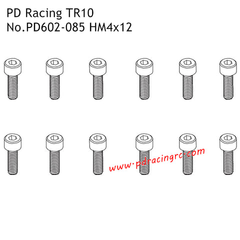 PD Racing TR10 RC Car Parts HM4x12 Hex Screw PD602-085