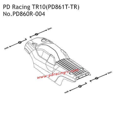 PD Racing TR10 PD861T-TR 1/10th RC Car Parts Car Shell PD860R-004