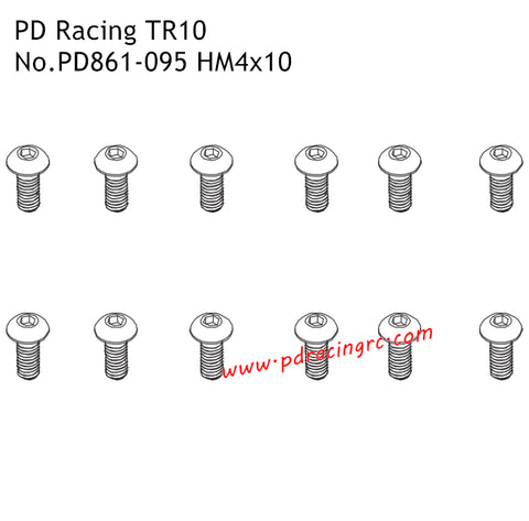 PD Racing TR10 RC Car Parts HM4x10 B Head Hex Screw PD861-095