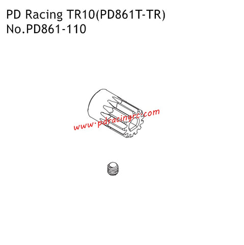 PD Racing TR10 PD861T-TR 1/10th RC Car Parts 14T Motor Pinion Gear PD861-110