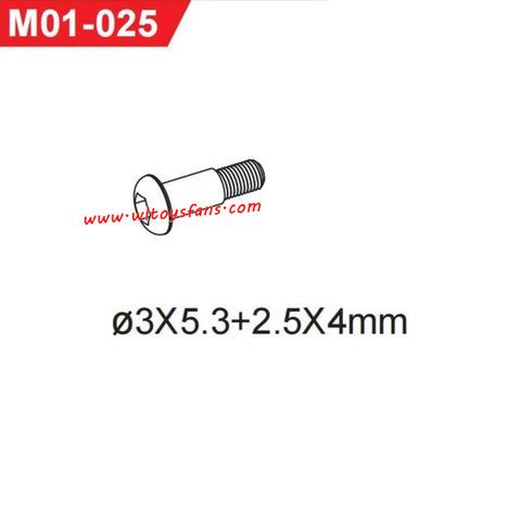 UDIRC UD1001 Parts 3X5.3+2.5X4mm Hexagon Socket Button Head Shoulder Machine Screw M01-025