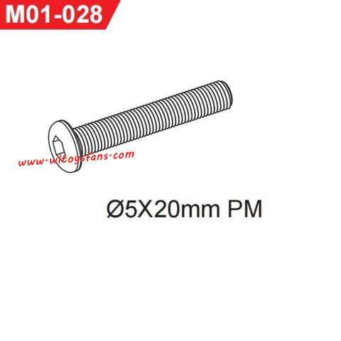 UDIRC UD1001 Parts 5X20mm PM Hexagon Socket Round Head Machine Screw M01-028