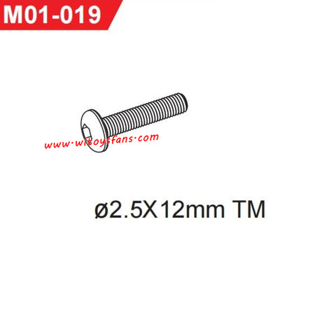 UDIRC UD1001 RC Car Parts 2.5X12mm TM Hexagon Socket Button Head Machine Screw M01-019