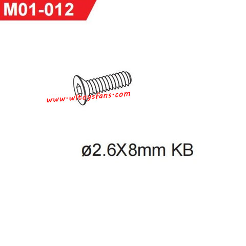 UDIRC UD1001 RC Car Parts 2.6X8mm KB Hexagon Socket Countersunk Head Tapping Screw M01-012