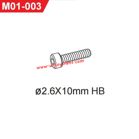 UDIRC UD1001 RC Car Parts 2.6x10mm Hexagon Socket Head Cap Tapping Screw M01-003