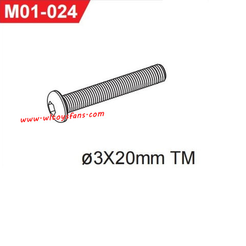 UDIRC UD1001 RC Car Parts 3X20mm TM Hexagon Socket Button Head Machine Screw M01-024