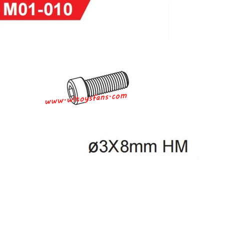 UDIRC UD1001 RC Car Parts 3X8mm HM Hexagon Socket Head Cap Tapping Screw M01-010